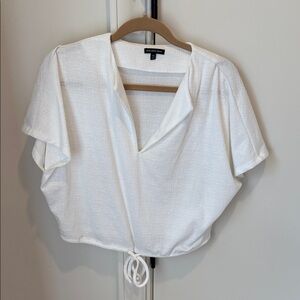 Who What Wear White Tie-Front Blouse